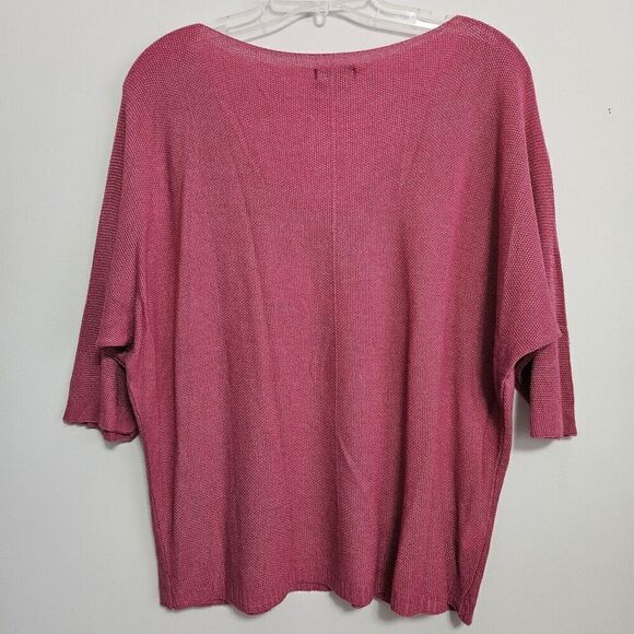 M Made in Italy Knitted 3/4 Sleeve Dusty Rose Pullover V-neckSweater Size L - Picture 2 of 8